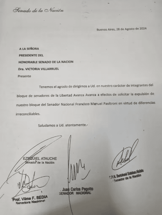 senado de la nación francisco paoltroni la libertad avanza