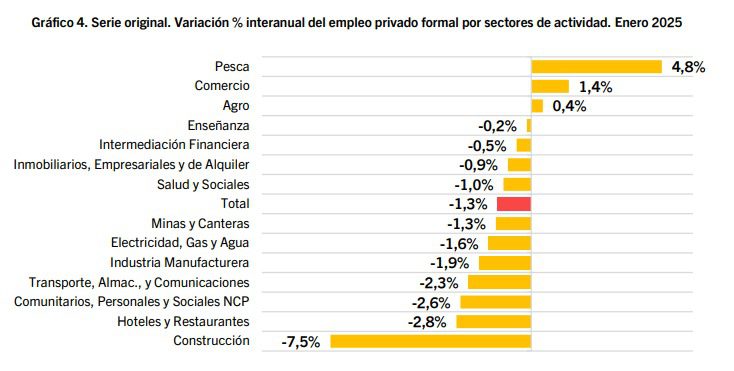 Desde que asumió Milei hasta enero 2025, se perdieron 124 mil empleos registrados en el sector privado