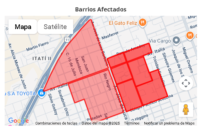 Cortes de luz programados en Formosa horarios y barrios afectados