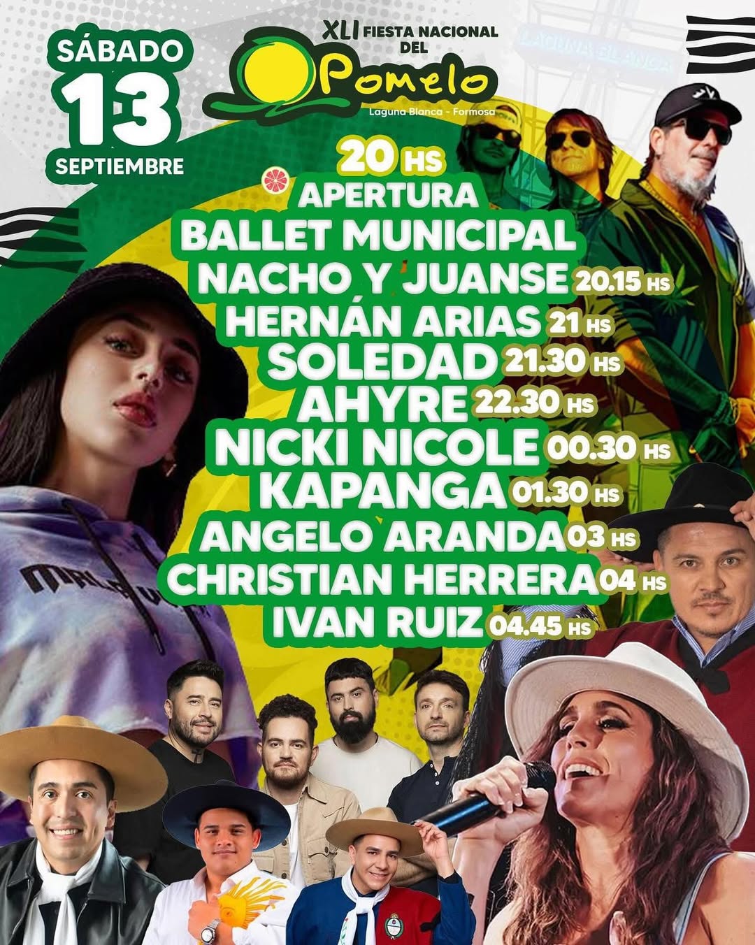 Fiesta del Pomelo 2025 a qué hora se presentan Nicki Nicole, Soledad, Ahyre y Kapanga