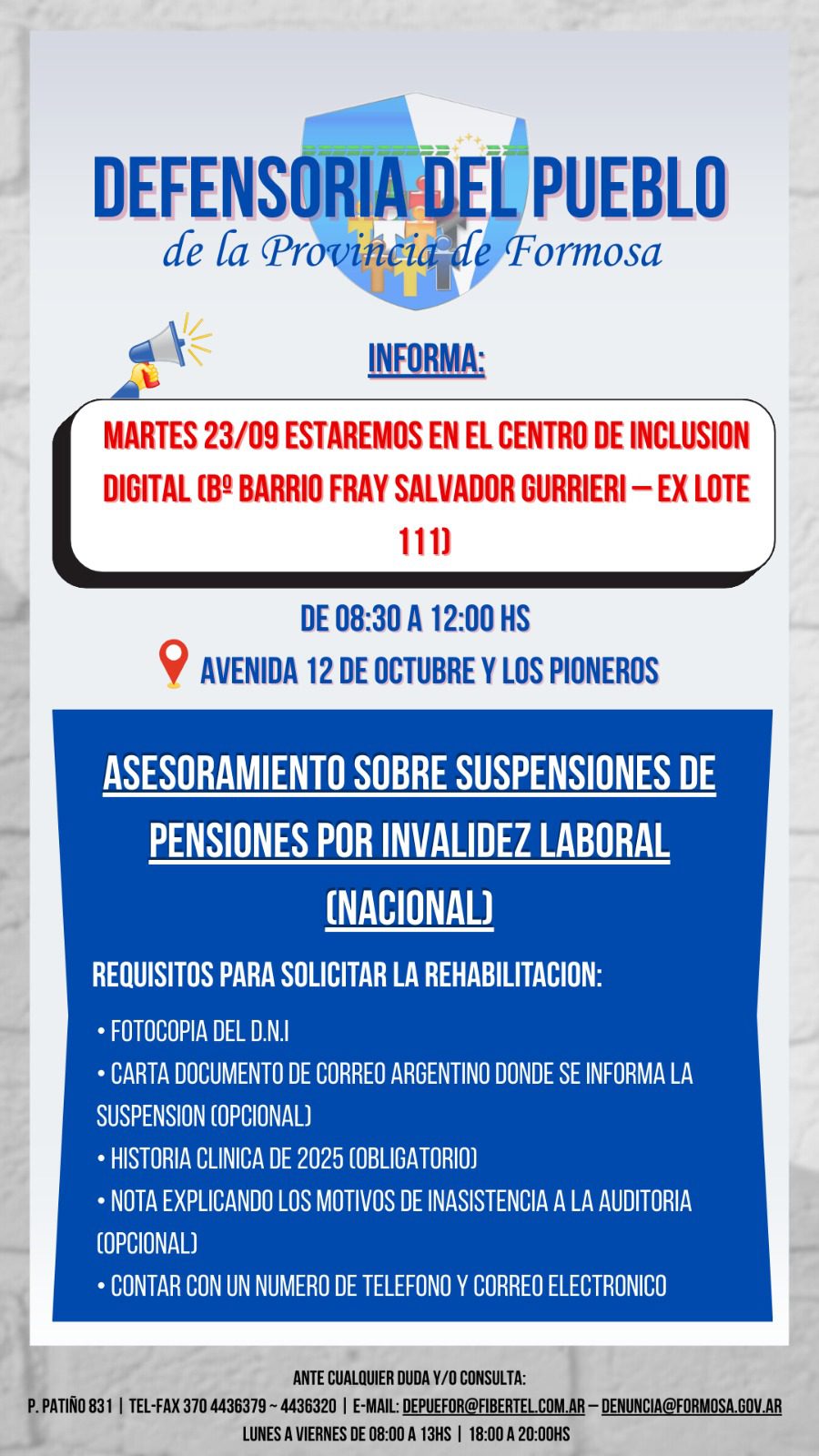 martes pensiones por discapacidad formosa