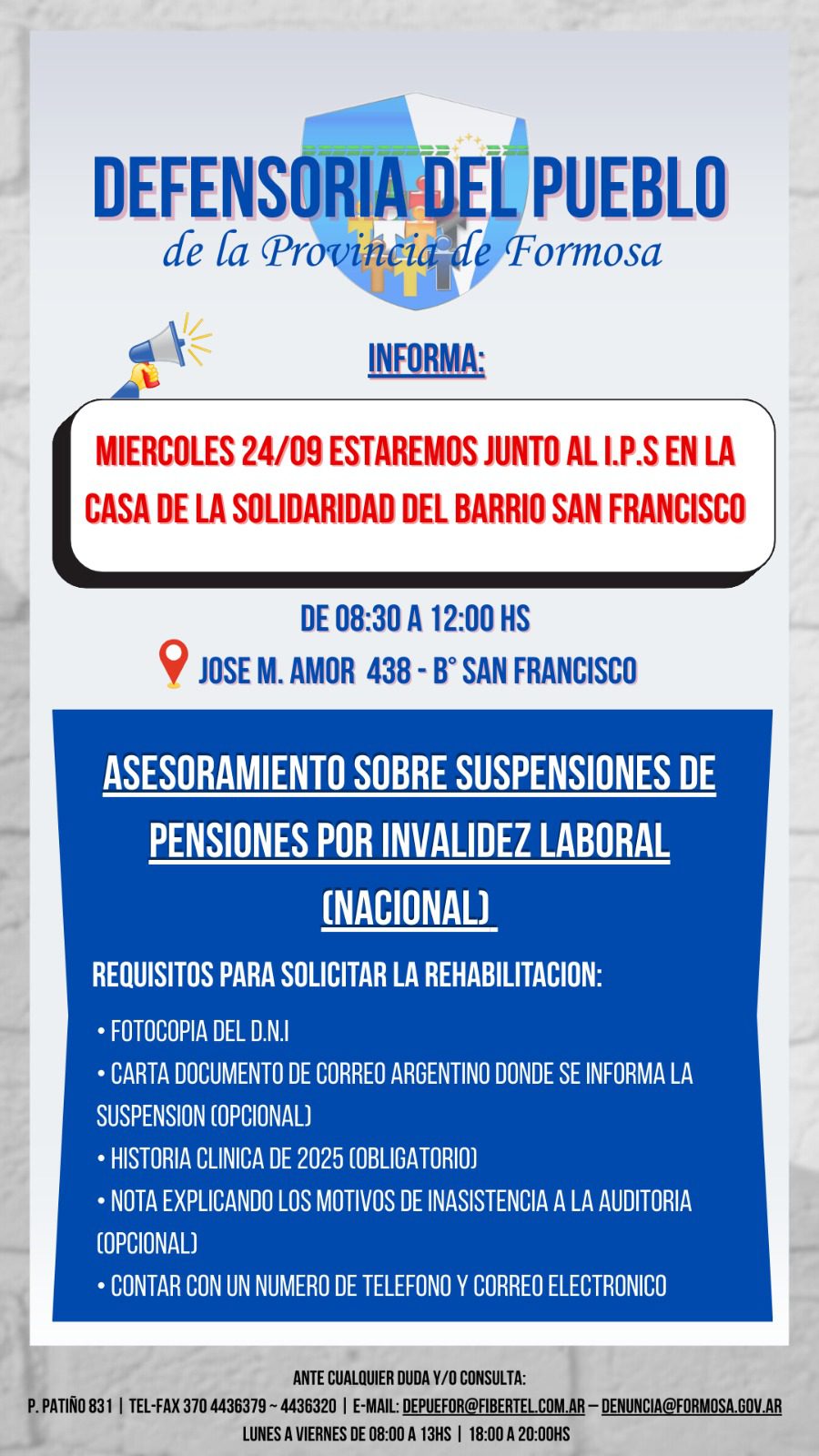miércoles defensoría del pueblo formosa