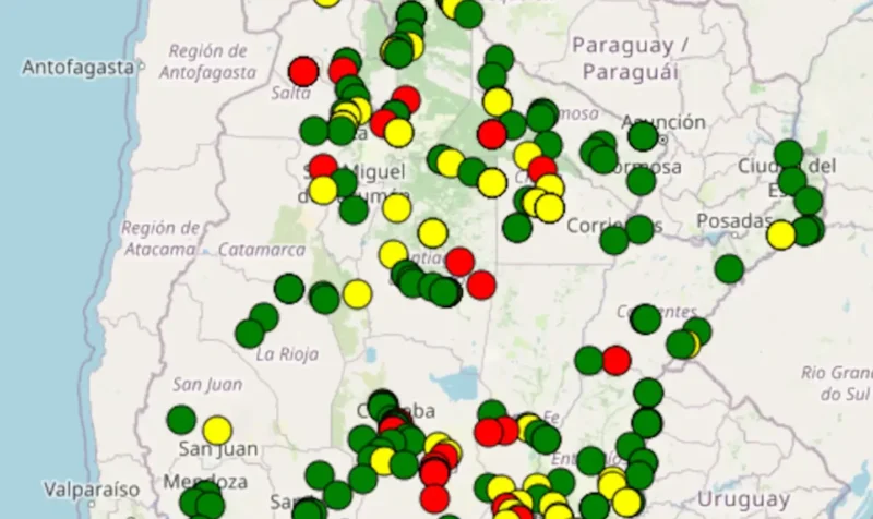 El mapa del arsénico muestra en tiempo real los niveles de arsénico en el agua de todo el país. Fuente: ITBA.