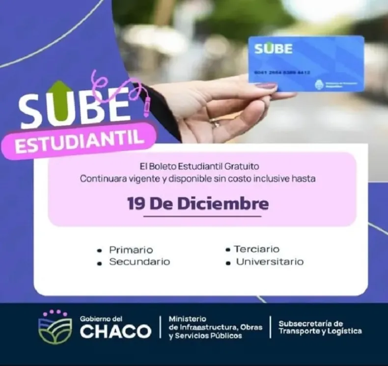 boleto estudiantil y docente chaco
