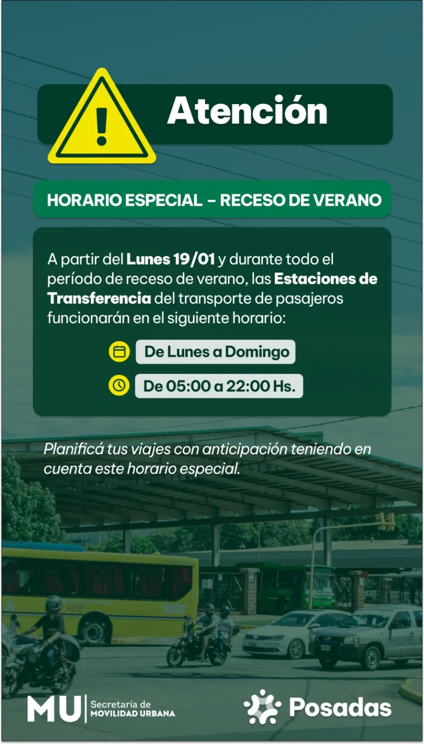Desde hoy rige el horario de verano en las estaciones de transferencia de Posadas