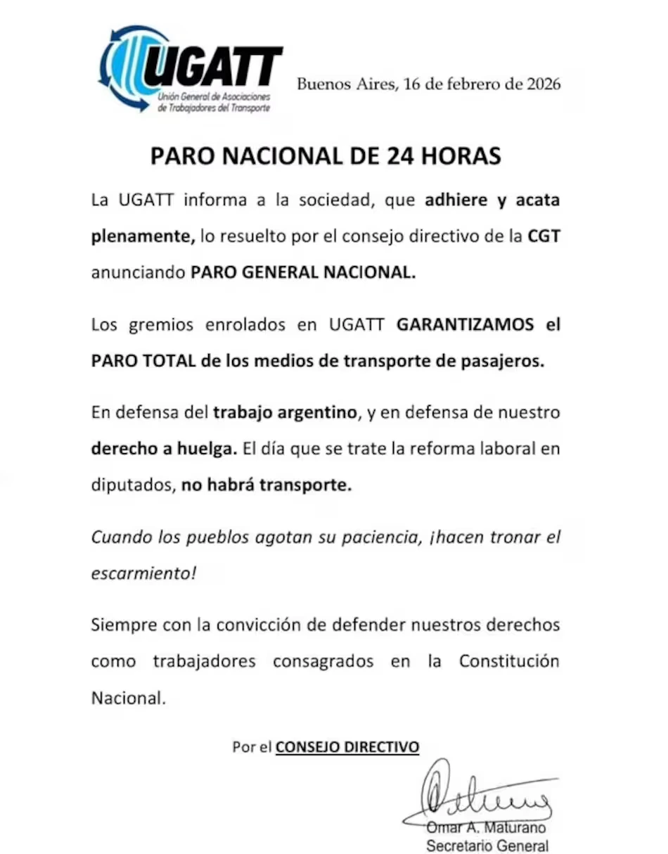 Los gremios del transporte se suman al paro de la CGT no habrá colectivos, trenes ni vuelos 3