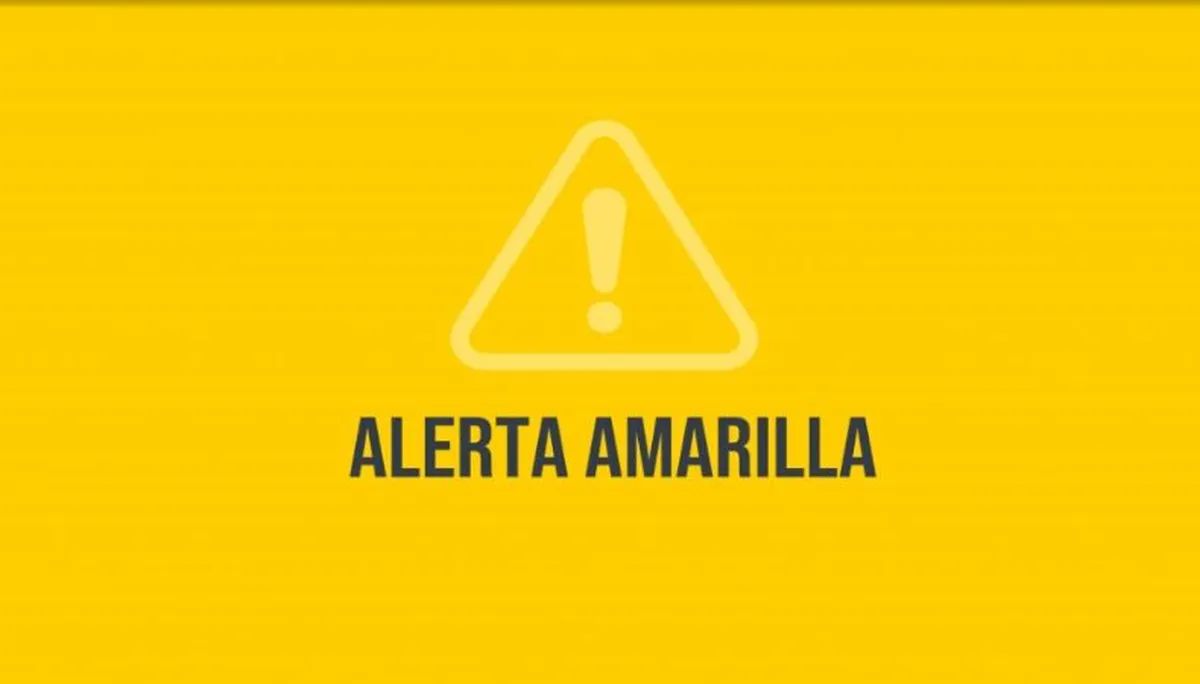 Imagen ilustrativa de alerta amarilla utilizada para advertir sobre fenómenos meteorológicos con potencial de generar inconvenientes. El aviso incluye tormentas de variada intensidad que podrían afectar distintas localidades de Chaco durante la jornada.