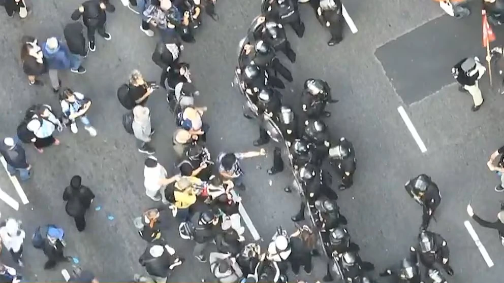 Minutos antes del inicio de la marcha se registraron los primeros incidentes (captura de video)
