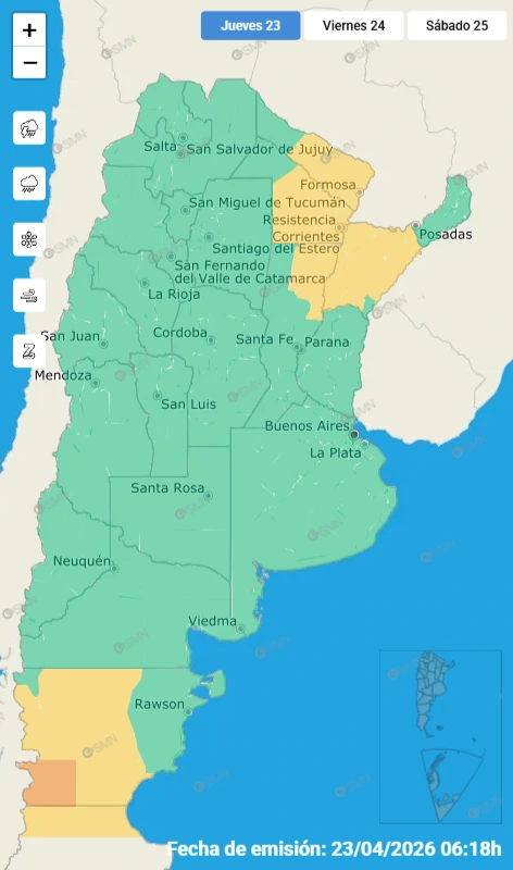 Varias zonas del NEA permanecen bajo alerta amarilla por tormentas fuertes emitida por el SMN.