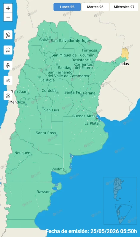 El NEA inicia la semana con lluvias, tormentas y mejora del tiempo hacia el miércoles