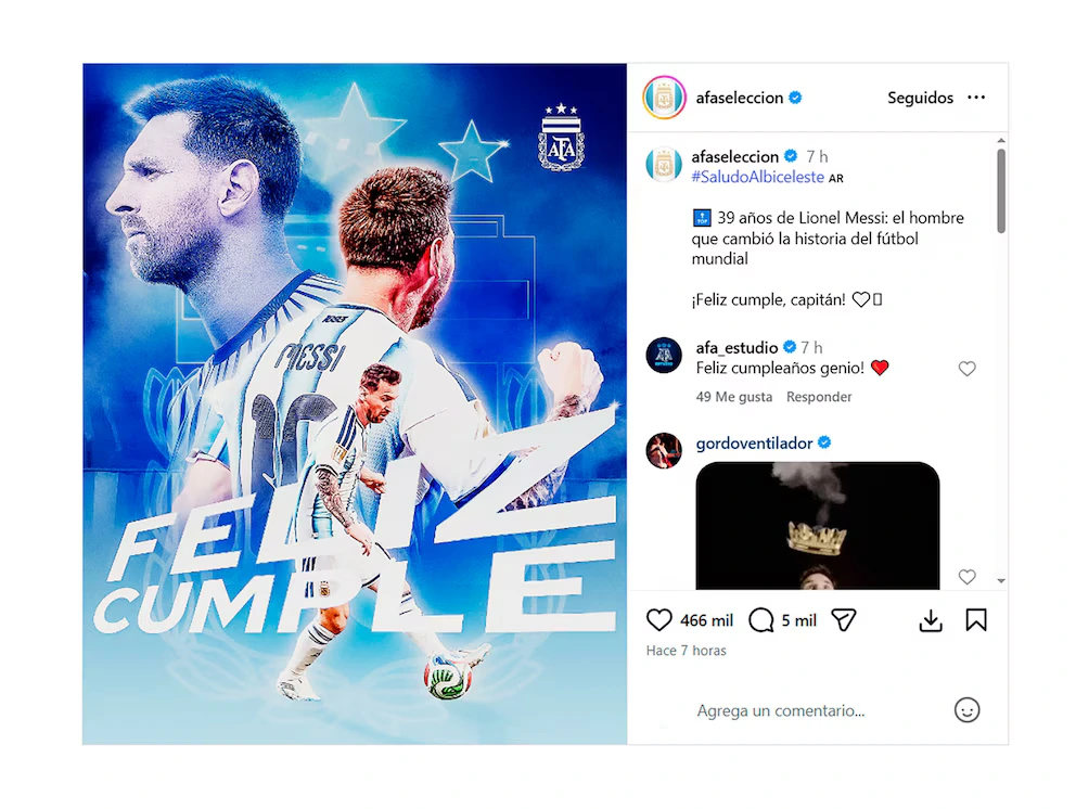 La publicación de AFA por el cumpleaños de Messi
