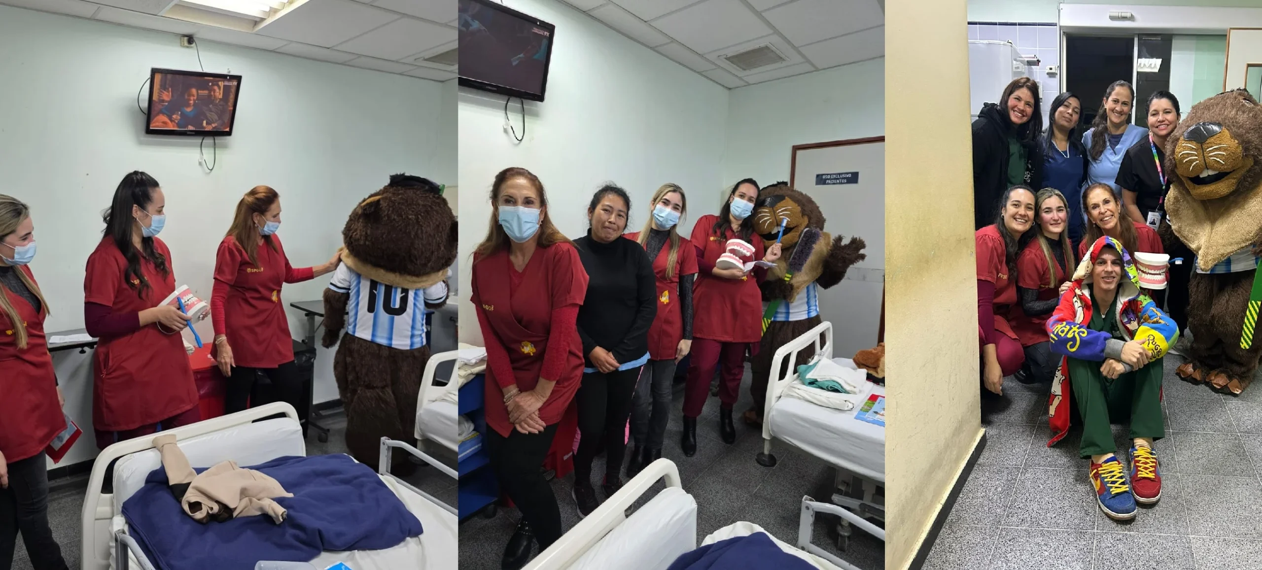 Junto al personal hospitalario las profesionales ingresaban a cada sala para tomar contacto con el o la pequeña paciente y su familia.